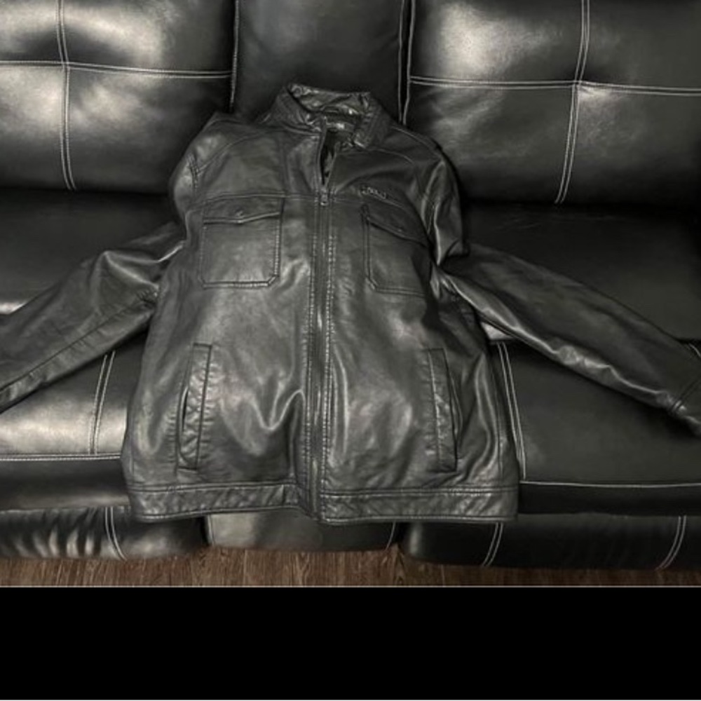 Kenneth Cole Lambskin Men’s Leather Bomber Jacket
